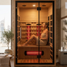 Person relaxing inside an infrared sauna at home in Dubai