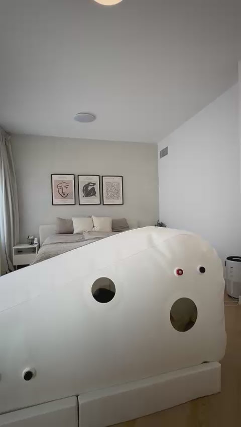 Side view of the home hyperbaric oxygen chamber